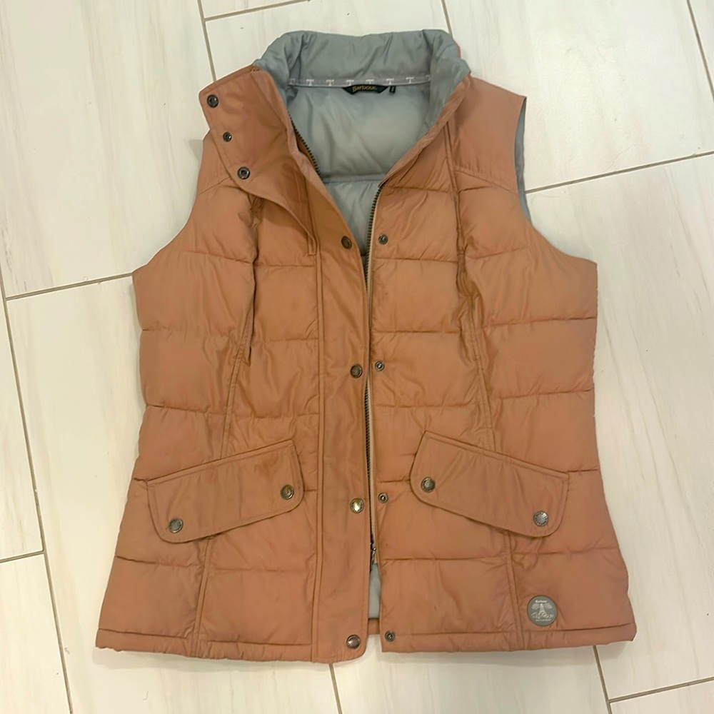 Barbour  Quilted Puffer Vest Landry Gilet in blush pink. Size 12/ Large A1
